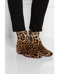 Christian Louboutin Tounoir Leopard Print Calf Hair Ankle Boots