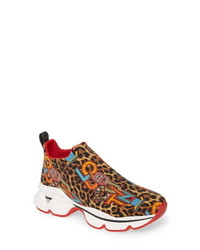 Christian Louboutin Space Run Logo Leopard Print Slip On Sneaker