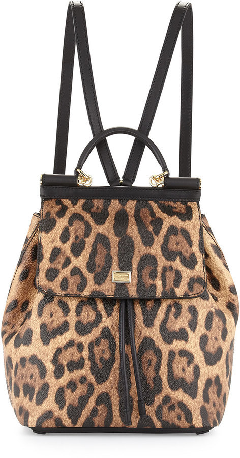 Dolce & Gabbana Miss Sicily Leopard Print Backpack, $1,995 | Neiman Marcus  | Lookastic