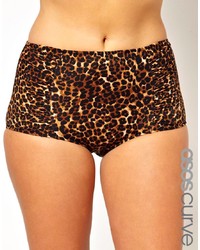 Asos Curve High Waisted Bikini Pant In Leopard Print