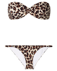 Caroline Constas Twist And Mykela Leopard Print Bikini