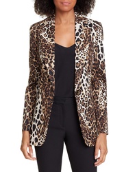 Helene Berman Leopard Pattern Stretch Cotton Blazer