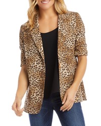 Karen Kane Leopard Print Ruched Sleeve Jacket