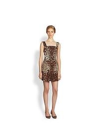 Dolce & Gabbana Leopard Print Apron Dress Brown Print