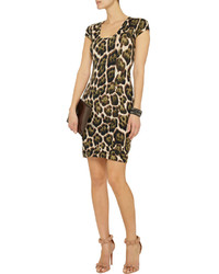 Just Cavalli Leopard Print Stretch Cotton Dress