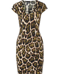 Just Cavalli Leopard Print Stretch Cotton Dress