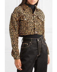 RE/DONE Cropped Leopard Print Velvet Jacket