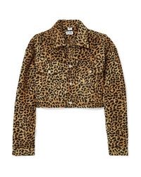 RE/DONE Cropped Leopard Print Velvet Jacket