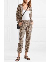 ATM Anthony Thomas Melillo Hooded Leopard Print Silk Charmeuse Jacket