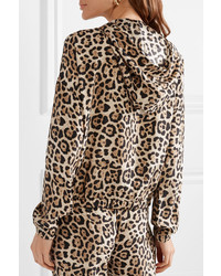 ATM Anthony Thomas Melillo Hooded Leopard Print Silk Charmeuse Jacket