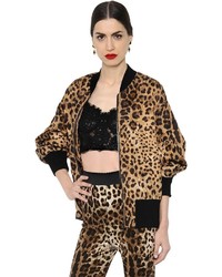Dolce & Gabbana Leopard Brocade Oversized Bomber Jacket