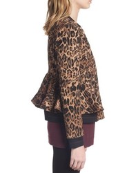 Trouve Leopard Print Peplum Jacket