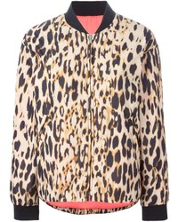 Sonia Rykiel Sonia By Leopard Print Reversible Bomber Jacket