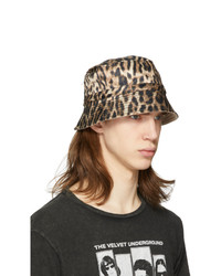 R13 Black And Khaki Silk Leopard Bucket Hat