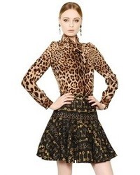 Dolce & Gabbana Leopard Print Silk Crepe De Chine Shirt