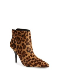 Brown Leopard Calf Hair Ankle Boots