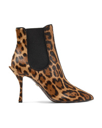Dolce & Gabbana Leopard Print Pony Hair Ankle Boots