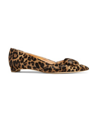 Brown Leopard Calf Hair Ballerina Shoes