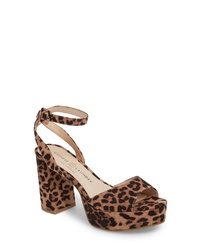 Brown Leopard Calf Hair Heeled Sandals