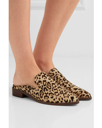 Sam Edelman Crystal Embellished Leopard Print Calf Hair Slippers