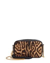 Saint Laurent Mini Lou Leopard Canvas Leather Crossbody Bag