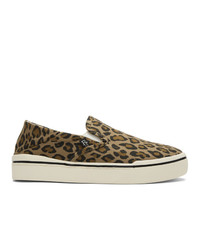 Brown Leopard Canvas Slip-on Sneakers