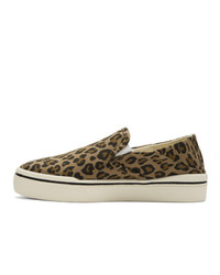 R13 Tan Leopard Slip On Sneakers