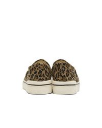 R13 Tan Leopard Slip On Sneakers