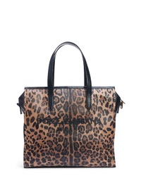 Dolce & Gabbana Logo Leopard Print Shopping Tote
