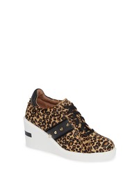 Brown Leopard Canvas Wedge Ankle Boots