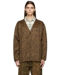 South2 West8 Brown Leopard Wool Jacquard Cardigan
