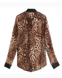 ChicNova Leopard Print Collared Shirt