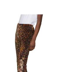 Versace Beige And Black Leopard Trousers