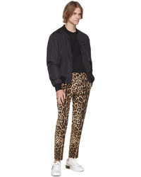 Dolce & Gabbana Black Beige Leopard Trousers