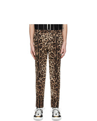 Dolce and Gabbana Brown Leopard Print Trousers