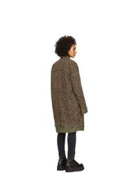 R13 Brown Leopard Shredded Coat