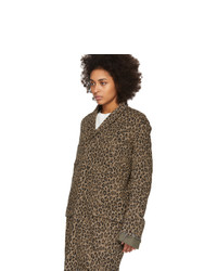 R13 Brown Leopard Shredded Coat