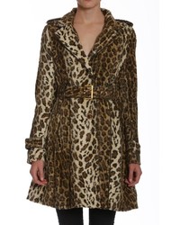 Members Only Faux Fur Leopard Trench