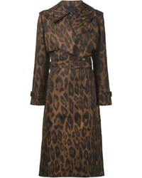 Lanvin Leopard Print Belted Trench Coat