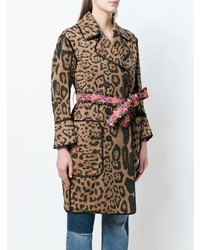 bazar deluxe Leopard Print Double Breasted Coat