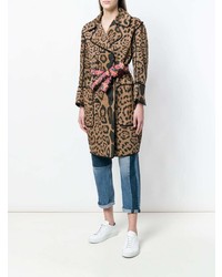 bazar deluxe Leopard Print Double Breasted Coat