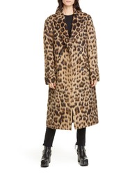 R13 Leopard Print Wool Alpaca Double Breasted Coat