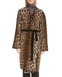 Fuzzi Mixed Leopard Wrap Coat