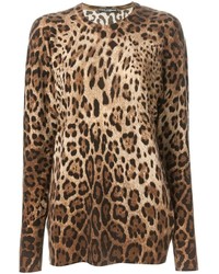 Brown Leopard Crew-neck Sweater