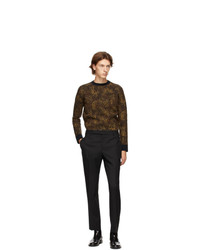 Saint Laurent Black Jacquard Leopard Crewneck Sweater