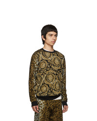 Versace Black Leopard Barocco Print Sweater