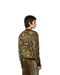 Versace Black Leopard Barocco Print Sweater