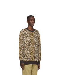 Wacko Maria Brown And Beige Leopard Jacquard Sweater