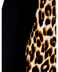 Choies Black Knit Sweater With Leopard Pattern