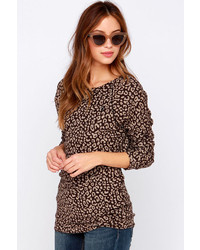 Obey Echo Mountain Brown Leopard Print Sweater Top